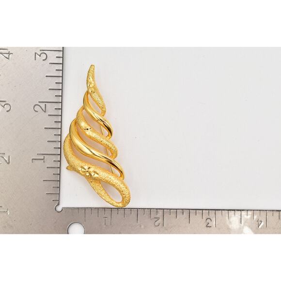 Vintage Christmas Tree Pin Brooch Metallic Gold Tone Textured Chunky 1980s BinBG - Picture 12 of 12